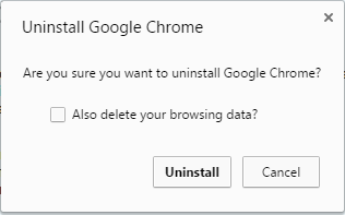Google Chrome uninstall prompt