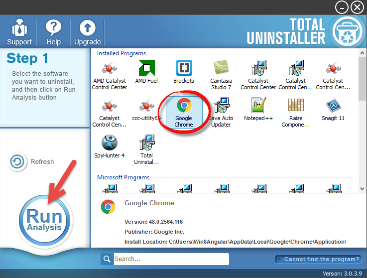 Uninstall Google Chrome with Total Uninstaller (1)