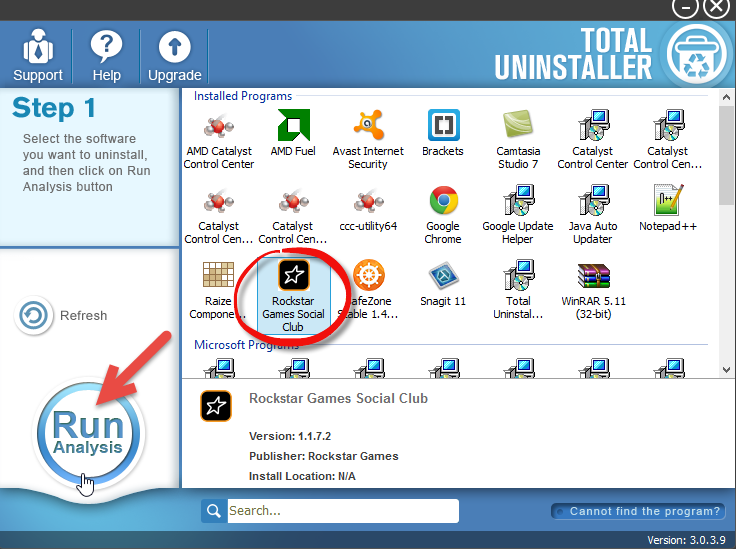 uninstall Rockstar Games Social Club with Total Uninstaller (1)