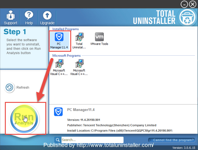 uninstall Tencent PC Manager with Total Uninstaller