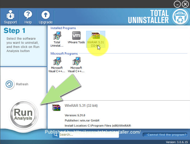 uninstall WinRAR (32-bit) with Total Uninstaller