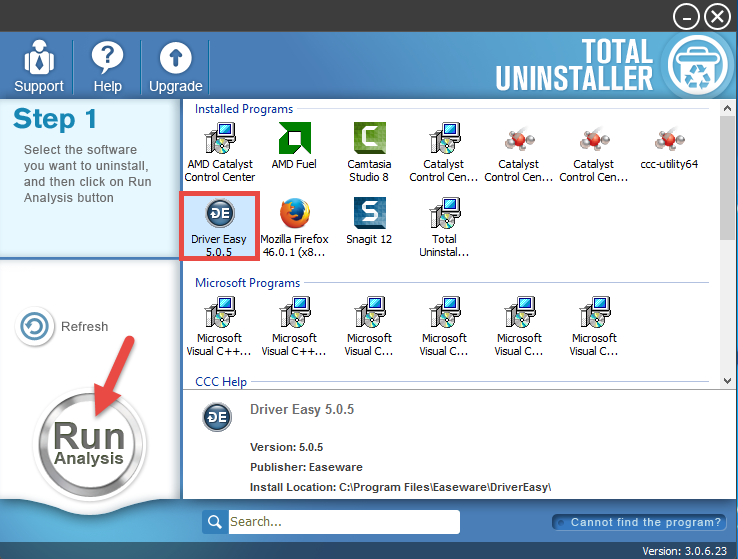uninstall Driver Easy with Total Uninstaller