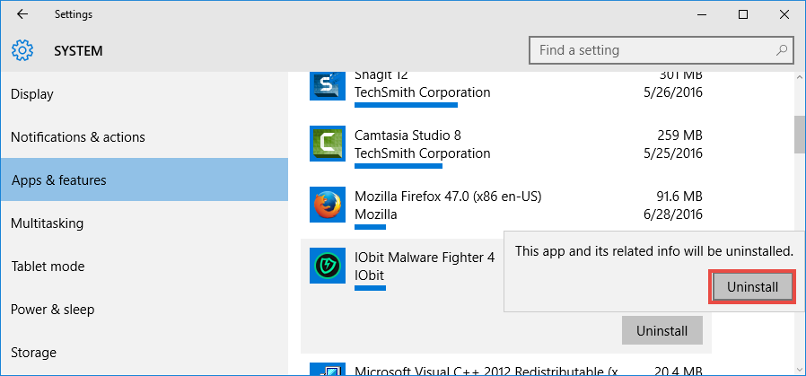 uninstall IObit Malware Fighter (6)