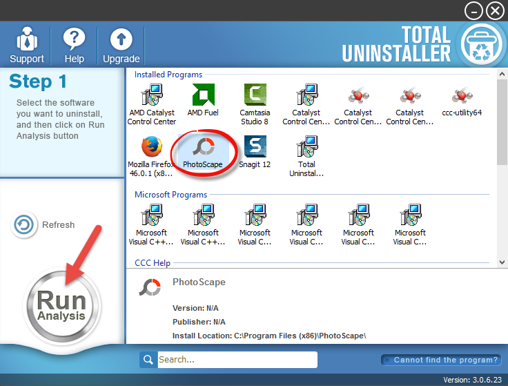 uninstall PhotoScape with total uninstaller (1)