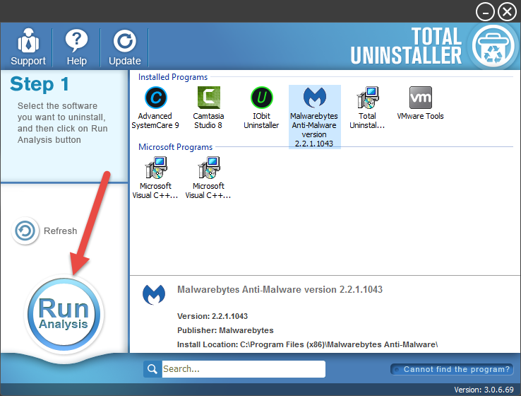 uninstall Malwarebytes Anti-Malware Free