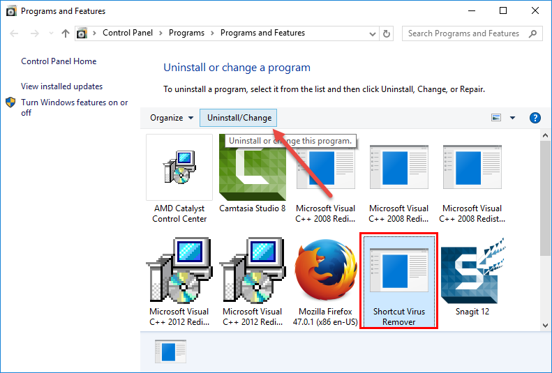 Uninstall Shortcut Virus Remover on Windows (2)