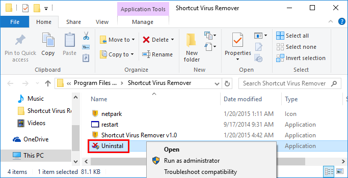 Uninstall Shortcut Virus Remover on Windows (5)