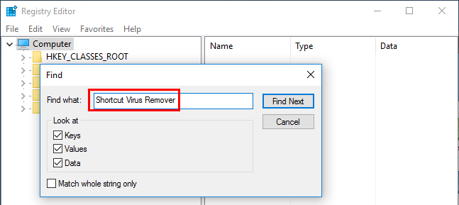 Uninstall Shortcut Virus Remover on Windows (7)