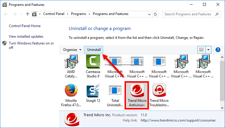 how to uninstall Trend Micro Antivirus+ (15)