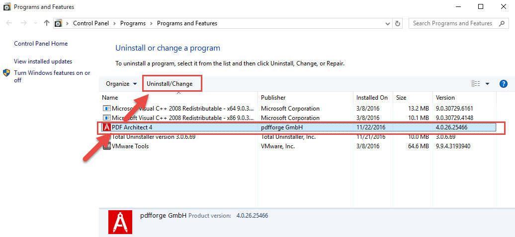 remove PDF Architect manually