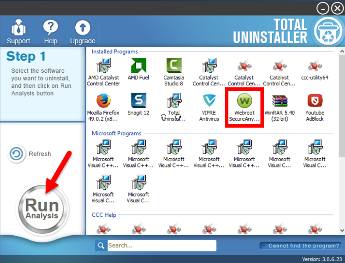 uninstall Webroot SecureAnywhere Antivirus 2016 using Total Uninstaller (1)