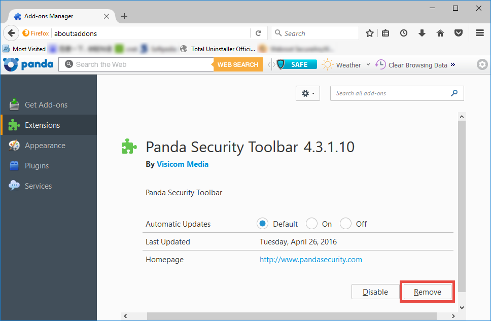 Uninstall Panda Antivirus Pro -Total Uninstaller