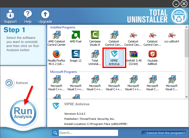 Uninstall VIPRE Antivirus 2016 with Total Uninstaller (1)