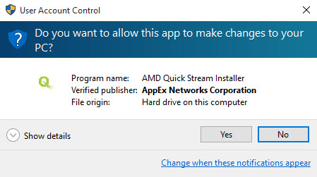 uninstall AMD Quick Stream