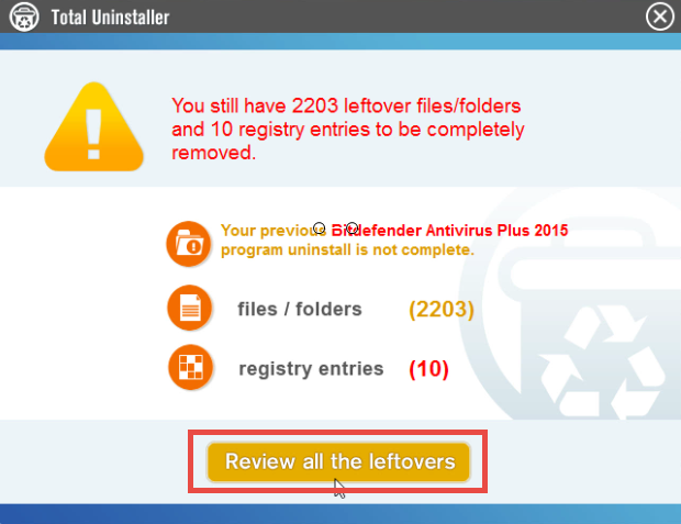 Uninstall Bitdefender Antivirus Plus 2015 on Windows - Total Uninstaller (11)