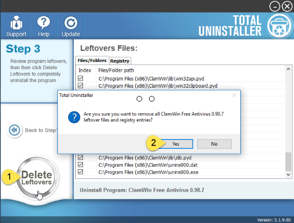 uninstall ClamWin Antivirus on Windows - Total Uninstaller (12)