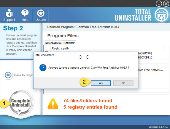 uninstall ClamWin Antivirus on Windows - Total Uninstaller (8)