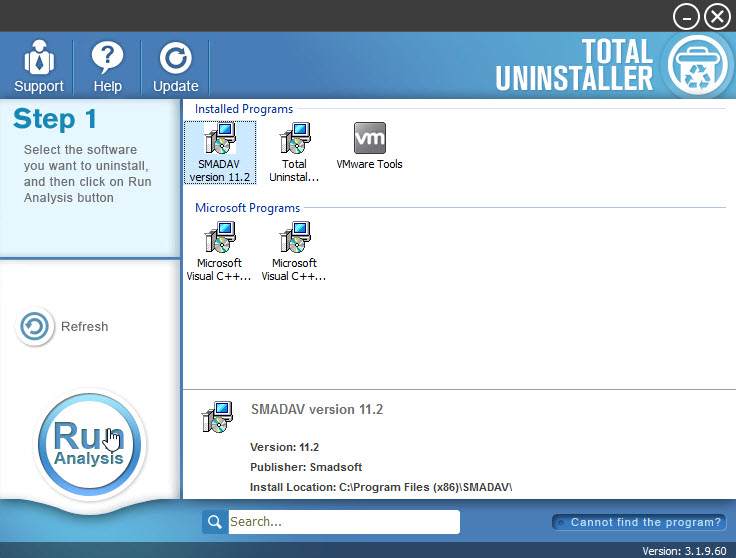 uninstall SmadAV 2017 with total uninstaller
