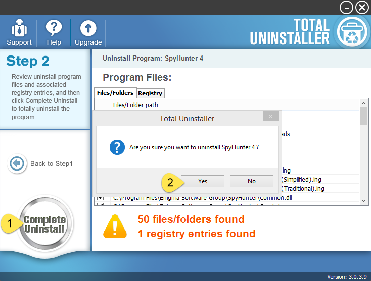 Uninstall SpyHunter 4 with Total Uninstaller (2)