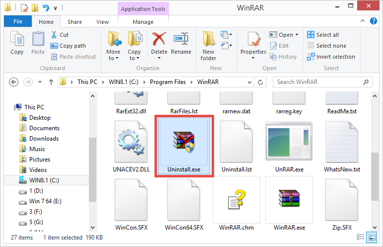 WinRAR (64-bit) uninstaller