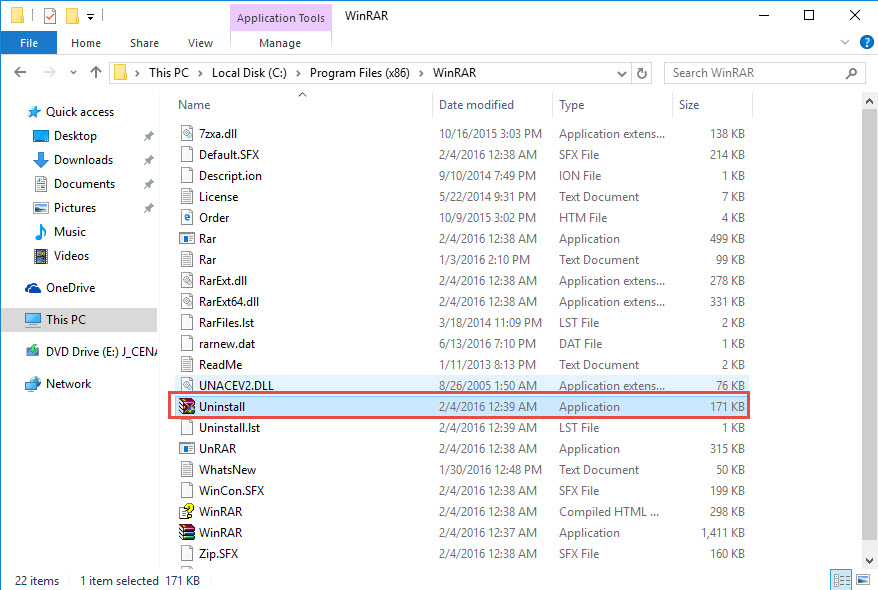 uninstall
