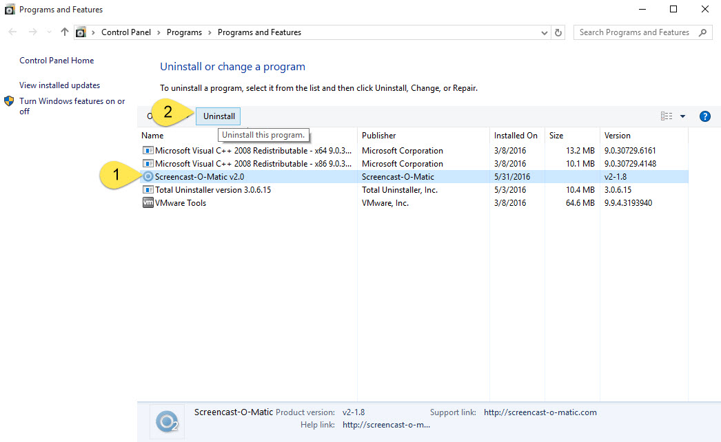 uninstall Screencast-O-Matic manually