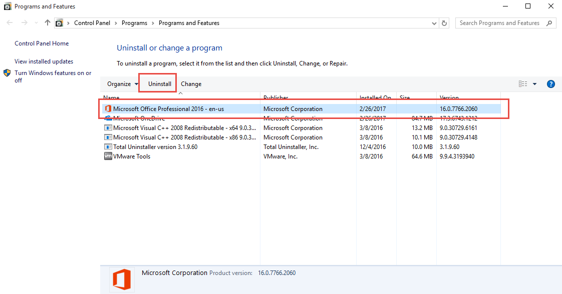 microsoft office 2016 uninstall tool
