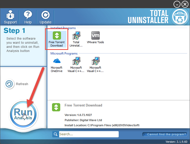 remove Free Torrent Download by Total Uninstaller