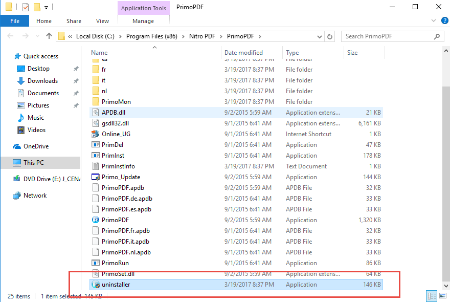 PrimoPDF uninstaller