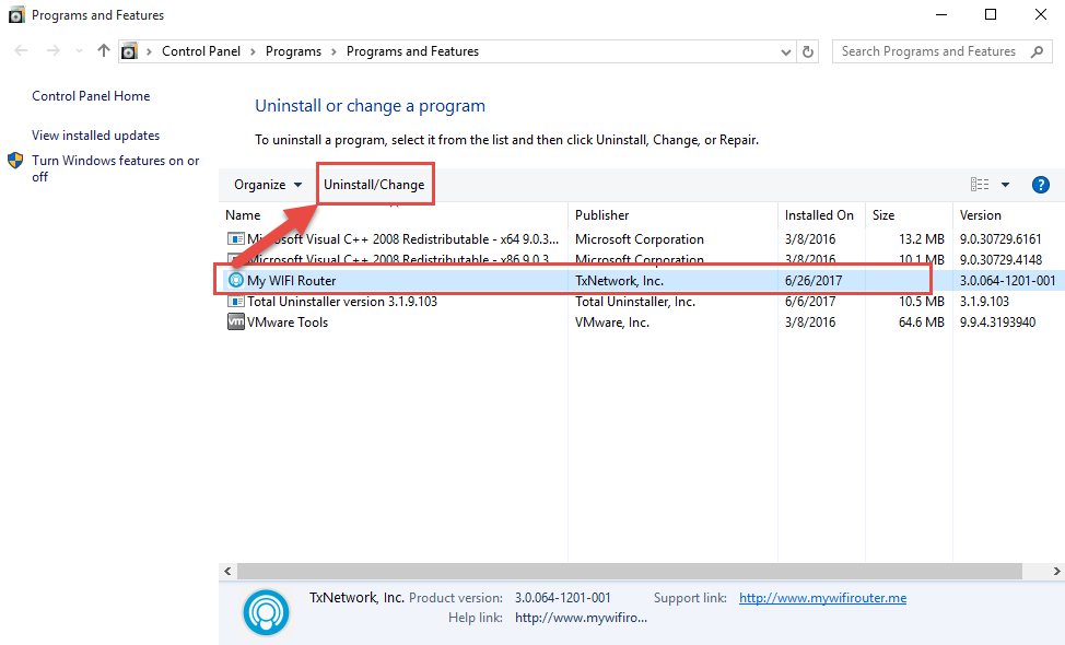 uninstall_My_WiFi_Router_manually