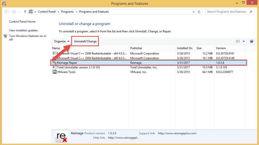 remove Reimage Repair manually