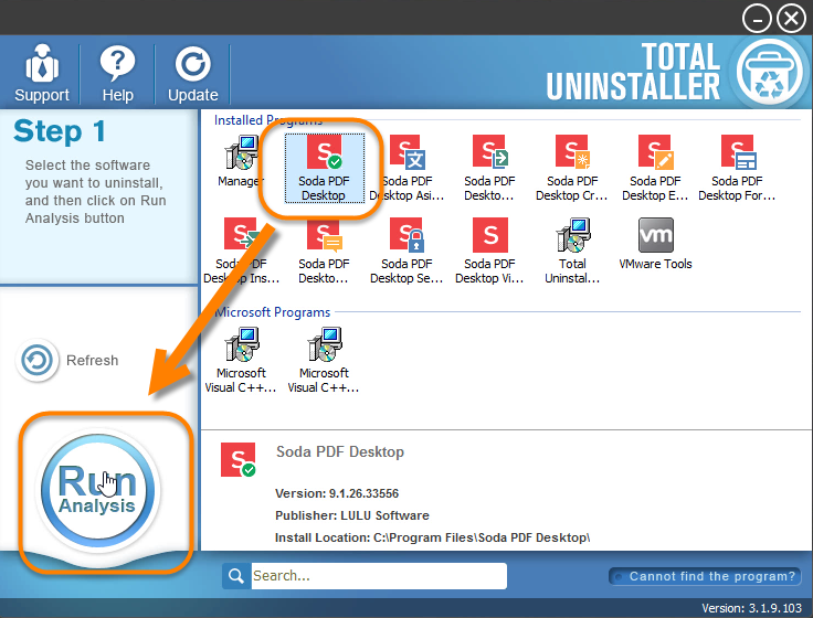 uninstall Soda PDF with Total Uninstaller