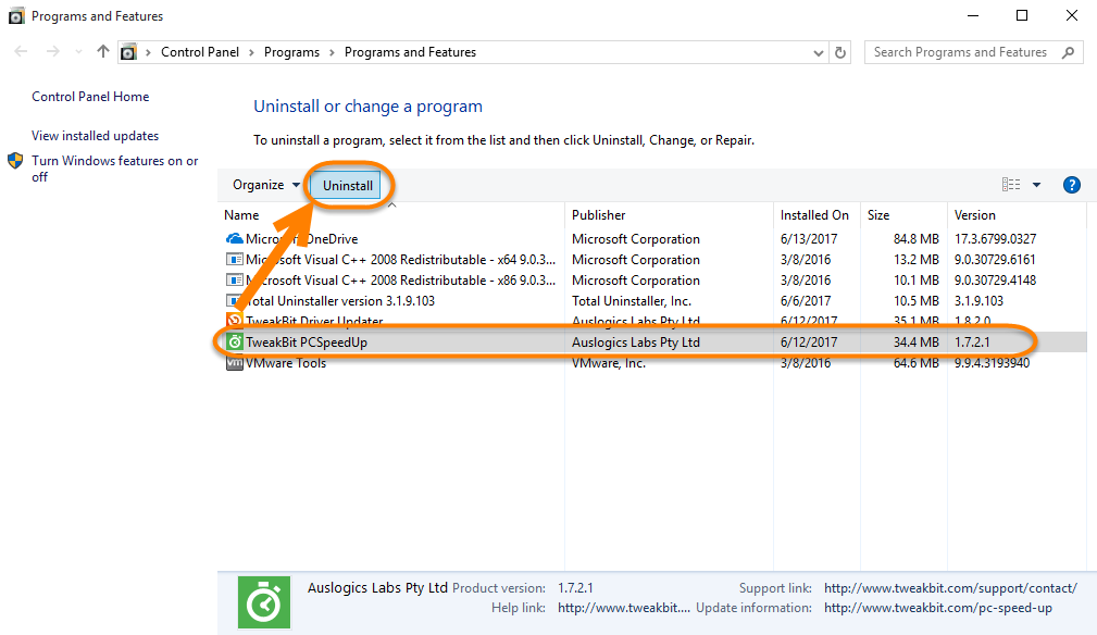 uninstall_TweakBit_PCSpeedUp_manually