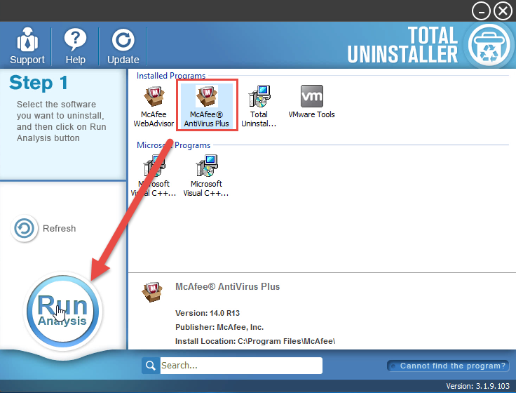 mcafee security scan plus uninstall tool