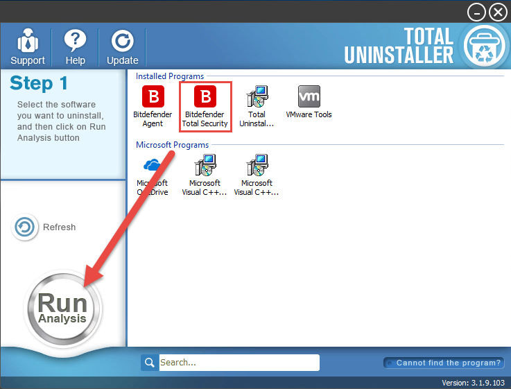 uninstall Bitdefender Total Security