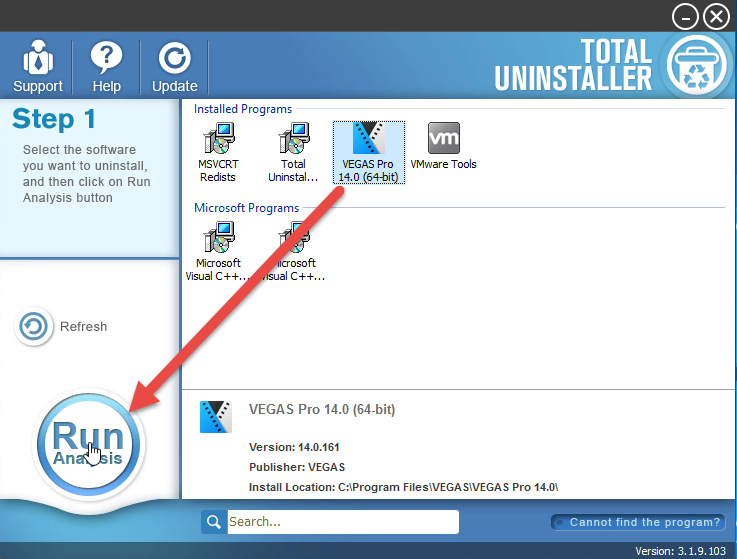 uninstall Vegas Pro 14