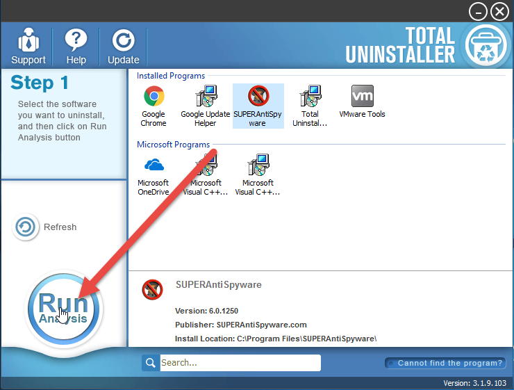 uninstall SuperAntiSpyware Free Edition