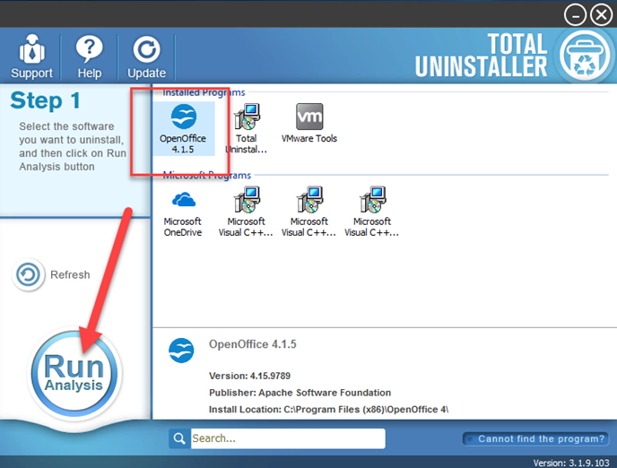 uninstall Apache OpenOffice with TU