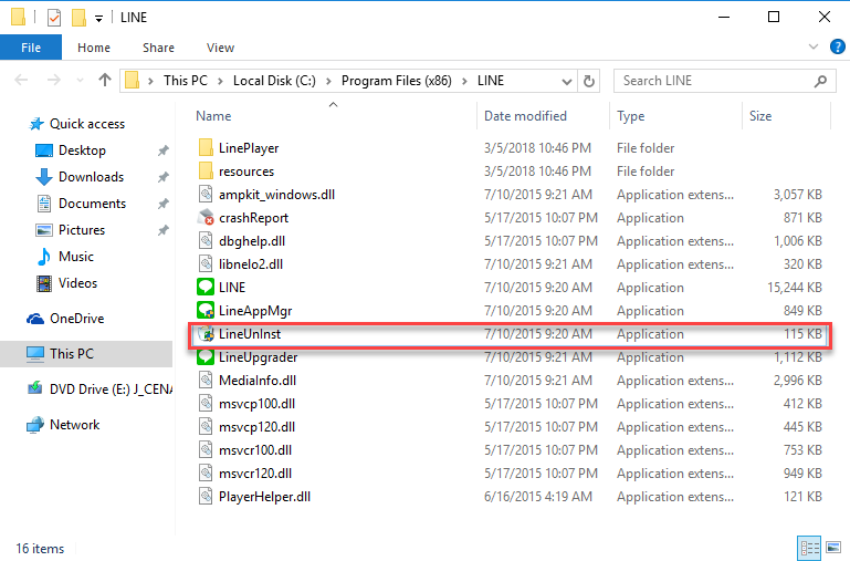 LINE_uninstaller
