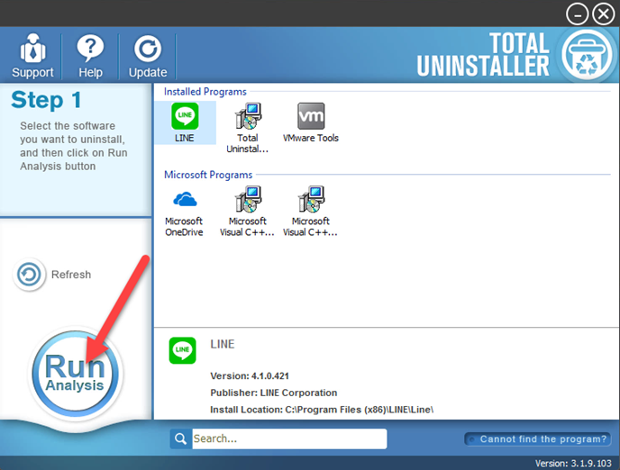 uninstall LINE with TU