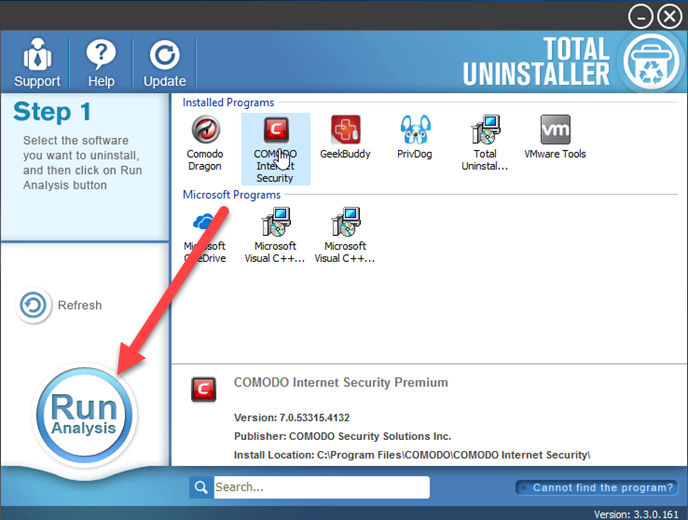 uninstall COMODO Internet Security with TU