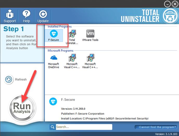 uninstall F-Secure AntiVirus with