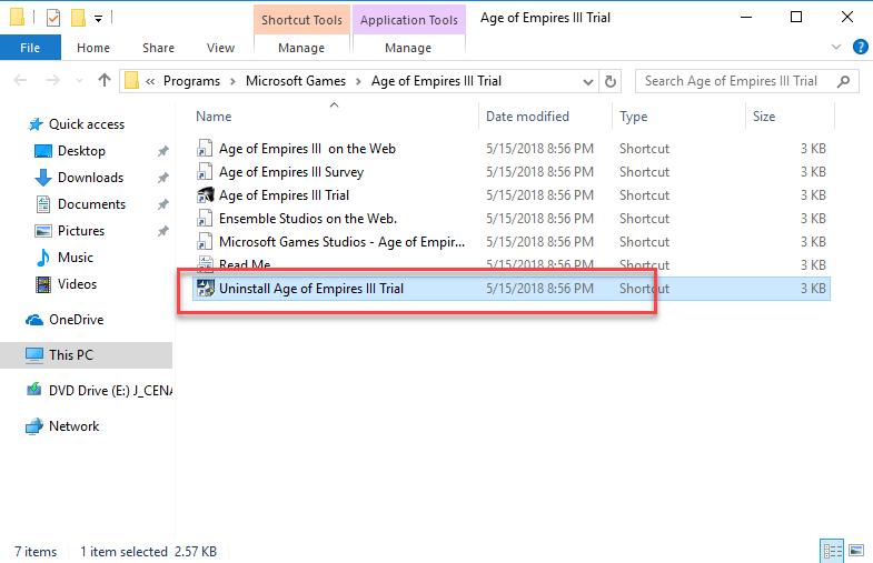 Age of Empires uninstaller
