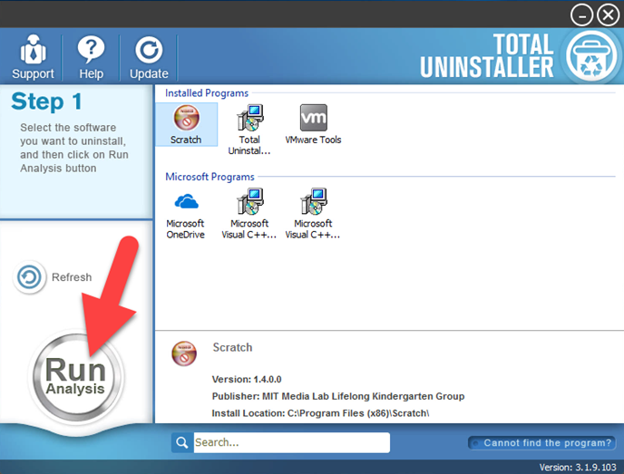 uninstall Scratch with Total Uninstaller