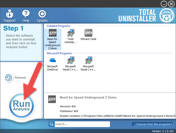 uninstall Need for Speed Underground 2 with Total Uninstaller