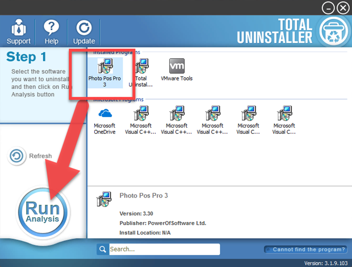 uninstall Photo Pos Pro with Total Uninstaller