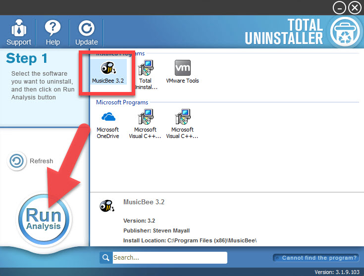 uninstall MusicBee