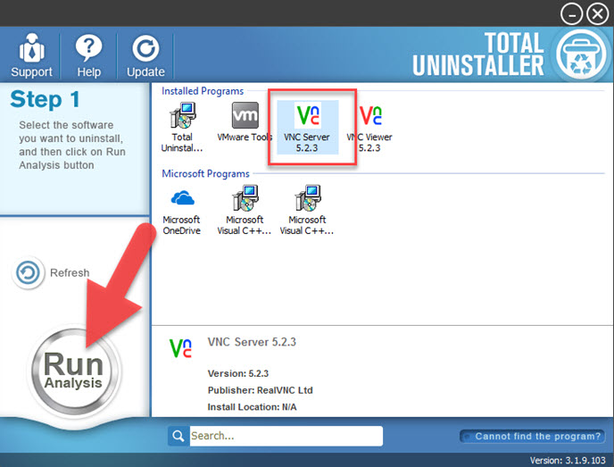 uninstall VNC Server