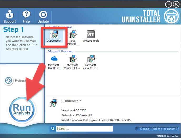 uninstall CDBurnerXP