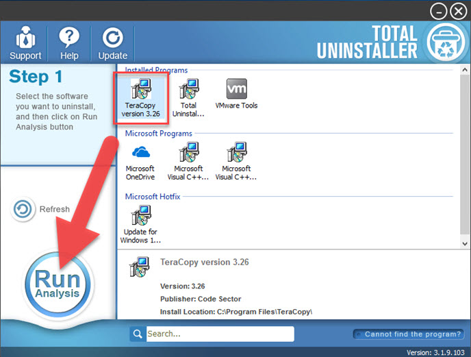 uninstall TeraCopy